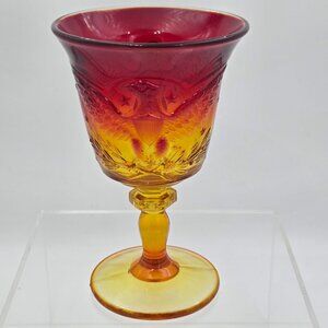 L. E. Smith Glass Amberina American Eagle Goblet 6½″ Wine Glass Mid-Century